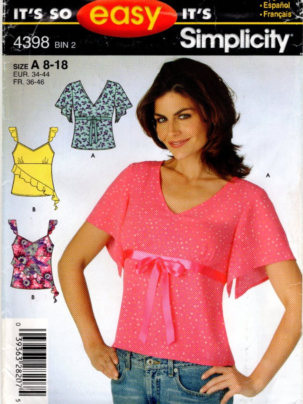 It's So Easy It's Simplicity 4398 Blouse Size A 8-18 Uncut Pattern